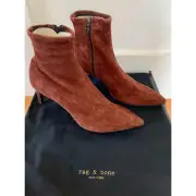 Rag & Bone Beha Stretch Boot in Mahogany Suede Size 10 Side Zip Pointed Toe