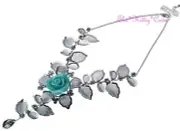 Silver Deco Mesh Lace Rose Flower Scrolled Collar Necklace w/ Swarovski Crystals