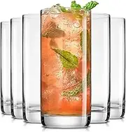 Highball Glasses Set of 6 Tall Drinking Glasses. 12oz Cocktail Glass Set. Lead-Free Crystal Glassware. Bourbon or Whiskey Glass Cup, Bar, Iced Tea, Water, Mojito and Tom Collins Glasses