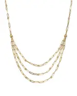 Roberto Coin 18K Yellow Gold Designer Gold Diamond Layered Paperclip Link Necklace, 15
