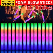 100Pcs LED Foam Glow Sticks RGB Thunder Wand Stick Flashing Light UP Rave Party