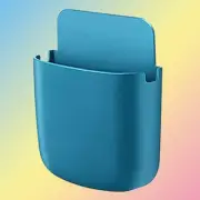 1x Blue Wall Mounted Storage Box Remote Control Case Phone Plug Charging Holder