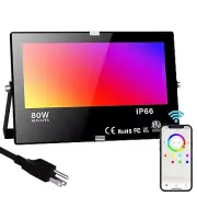 LED Flood Light Outdoor, 800W Equivalent 8000LM Smart RGB Stage Lights, Bluet...