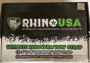 Rhino USA Recovery Tow Strap 3in x 30ft Heavy Duty - 31,518lb Break Strength NEW