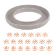 Silicone Bobbin Ring Holder and 20 Plastic Bobbins Set, Beige & Orange