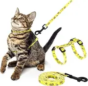 Cotton Cat Harness and Leash Set, Escape-Proof Adjustable Soft Harness for Kitten, Small & Large Cats, Ideal for Travel & Outdoor Walking (Bee)