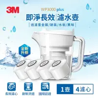 在飛比找Yahoo奇摩購物中心優惠-3M WP3000plus 即淨長效濾水壺1壺4心(一年份組