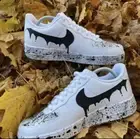 Custom “BLACK SPLATTER” Nike Air Force 1 Triple White Black