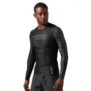 Men's Reebok CrossFit Long Sleeve Compression Shirt Black Training Workout Mesh