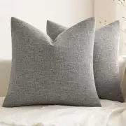 Pack of 2 Decorative Farmhouse Linen Pillow Covers 18" x 18" (Pack of 2) Grey