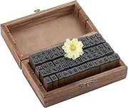 Wood Letter Stamps, Wooden Box Vintage 70PCS Portable Decorative Alphabet Stamp, Retro for Scrapbook Card Making