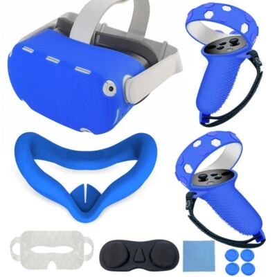 7pcs For Oculus Quest 2 Accessories VR Controller Silicone Shell Case Face Cover