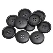 10pcs Wooden Sewing Button 28mm 4 Holes Round Craft Buttons, Black