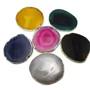 Agate Coaster Geode Round Slices Pink Green Yellow Blue Brown Gray Size 2.5"-3"