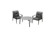 Livsip Outdoor Patio Set 70CM Grey Marble Table Rattan Chairs