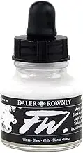 Daler-Rowney FW Acrylic Ink, Glass Bottle with Dropper, 1oz - 29.5 ml, White