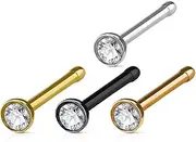[FIFTH CUE] Cubic Zirconia Press Fit Nose Bone Stud Titanium IP 316L Surgical Steel