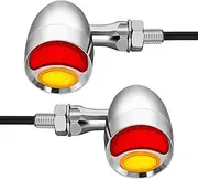 FATECIM Bullet Motorcycle LED Rear Turn Signals, Motorcycle Duolamp Brake Tail Light, Motorcycle Blinkers Indicators for Harley Honda Yamaha Suzuki Kawasaki Cruiser Chopper Bobber Chrome