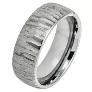 Men Women 8MM Comfort Fit Tungsten Carbide Band Domed Tree Bark Carved Ring
