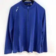 RLX Ralph Lauren Slim Fit Performance Mens Large Navy Pique 1/4 Zip Pullover