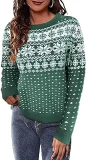 [Beopjesk] Christmas Sweater for Women Winter Funny Christmas Tree Snowflake Reindeer Santa Xmas Knitted Pullover Jumper Tops