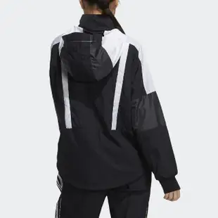 【adidas 愛迪達】外套 Sport Jacket Color 女款 愛迪達 連帽外套 尼龍平紋布 輕盈 黑 白(H09730)