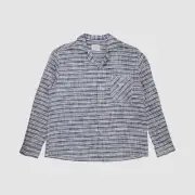 Scotch & Soda Men's Blue White Basket Weave Striped Linen Shirt Size XXL