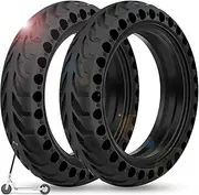 BANGTING 2 Pieces 8 1/2 x2 E Scooter Solid Tyres, 8.5 Inch Solid Rubber Tyres, 50/75-6.1 Replacement Tyres for Xiaomi Pro 2 / M365 / M365 Pro / 1S / 3/3 Lite/Essential (Black, No Tools)