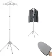 Standing Clothes Steamer Hanger and Garment Ironing Gloves,Portable Folding Drying Rack for Clothes,Height-Adjustable Handheld,Grey