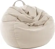 LPMOERA Stuffed Animal Storage Bean Bag Chair Cover (No Filler) For Kids and Adults.Pets Dogs/Cats Lazy Beds. Foam Cream White L, Cream White(Cover Only), L For Adults (MGZMHBMARE00699)