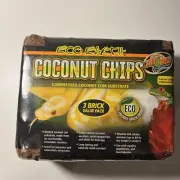 Zoo Med Eco Earth COCONUT CHIPS Compressed Coconut Coir Substrate 3 Bricks Pack