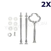 2x 3Tier Cake Stand Fitting HEAVY Silver CLOVER Handle Wedding High Tea Hardware
