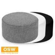 BN Black White Check Checkered Elastic Back Flat Top Chef Hats