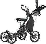 CaddyTek CaddyCruiser ONE Pro One-Click Folding 4-Wheel Golf Push Cart + Removable Seat - 1 Year Australian Warranty