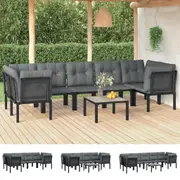 Outdoor Sofa Set Lounge Setting Sofa Chair Black and Grey Poly Rattan vidaXL