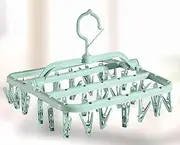 DOLAMOTY Clothes Drying Hanger - 32 Clips Folding Laundry Hanger with Drip Foldable Hanging Rack for Sock, Drying Bras, Lingerie, Clothes, Towels, Scarves, Underwear Hanger for Washing Line