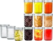 Xugoox 12 Pcs Wide Mouth Mason Jars, Glass Canning Jars with Airtight Lids and Bands, Glass Mason Jars with Lids for Preserving, Jam, Honey, Jelly, Wedding Favors, Sauces, DIY Spice Jars, Yogurt