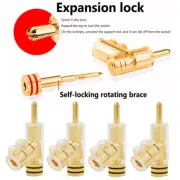4Pcs Gold Plated Banana Plugs Hi-End Lock Banana Connectors for Speaker Cable