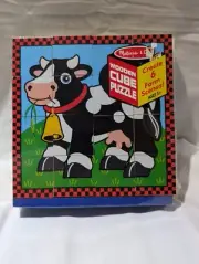 NEW Melissa & Doug Wooden Cube Puzzle, Create 6 Farm Scenes