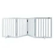 Free Standing Dog Gate, 24" H x 80.3" W Freestanding Pet Gate, 4 Panels Foldable Dog Gate for Wide and Narrow Passageways, Expandable Dog Barrier with Silent Foot Support for Indoor,