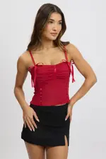 Red Mesh Singlet Top - Size 6XXS, Women's Singlet
