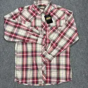 NEW Guide Gear Shirt Mens Medium Red Plaid Pearl Snap Western Cotton Blend