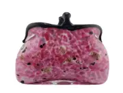 Glass Purse; Hand Blown Art Glass Pink & Black