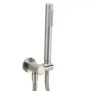 Brushed Nickel One Mode Hand Held Shower Head Adjustable Holder Connector Wall Set