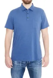 NWT Men's Toscano S/S Slub Knit Polo Shirt in Ocean Blue Sz Large