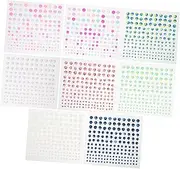 BEBEMOKO 8 Sheets DIY Face Nail Sticker Gems Self Adhesive Hair Pearls for Crafts
