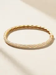 [David Yurman] David Yurman - + Net Sustain Cable Edge 18-karat Recycled Gold Diamond Bracelet - One size One size Gold