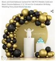 Gold & Black Balloon arch kit (balloons only) 106 balloons in multiple sizes