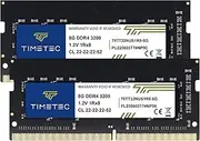 Timetec 16GB KIT(2x8GB) DDR4 3200MHz PC4-25600 Non-ECC Unbuffered 1.2V CL22 1Rx8 Single Rank 260 Pin SODIMM Compatible with AMD and Intel Gaming Laptop Notebook PC Computer Memory RAM Module Upgrade
