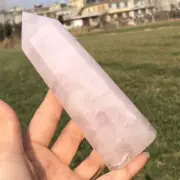380g Natural Rose Quartz Obelisk Quartz Cystal Point Wand Tower